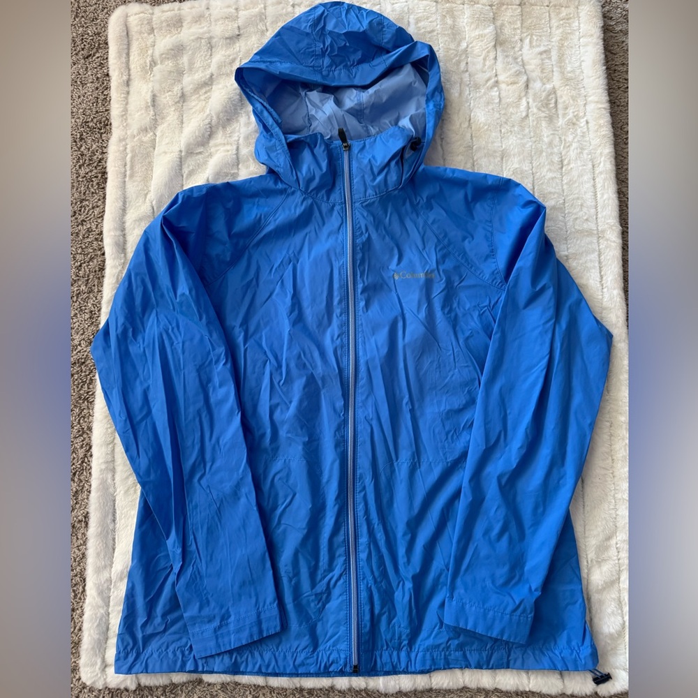 Columbia Blue Utility Jacket with Hood and Zipper Closure